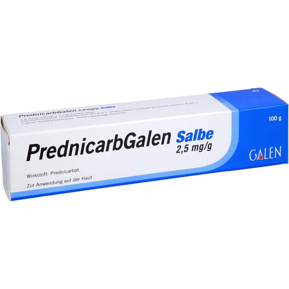 Das Produktfoto zeigt Prednicarbgalen 2,5 Mg/G Salbe (100 g) PZN 15629608