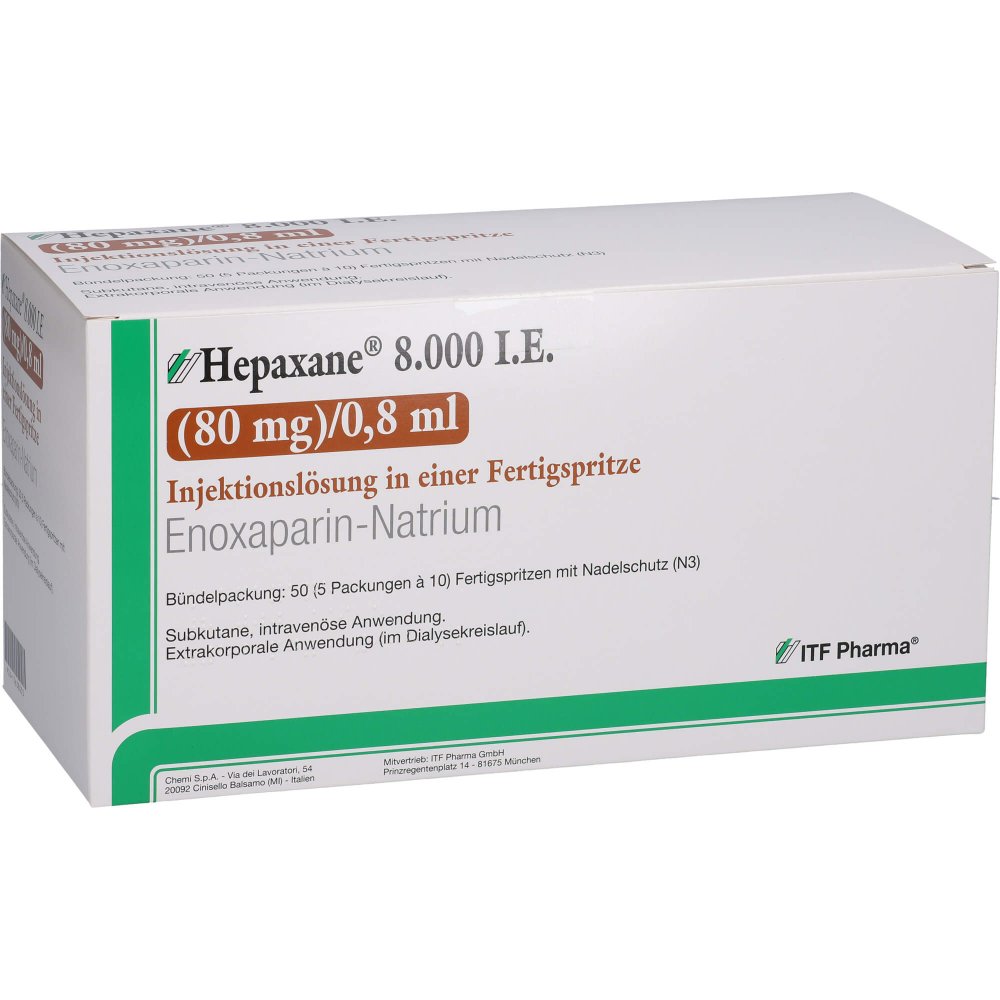 Hepaxane 8.000 I.E. 80 Mg/0,8 Ml Inj.-Lsg.I.E.Fs (50 stk)