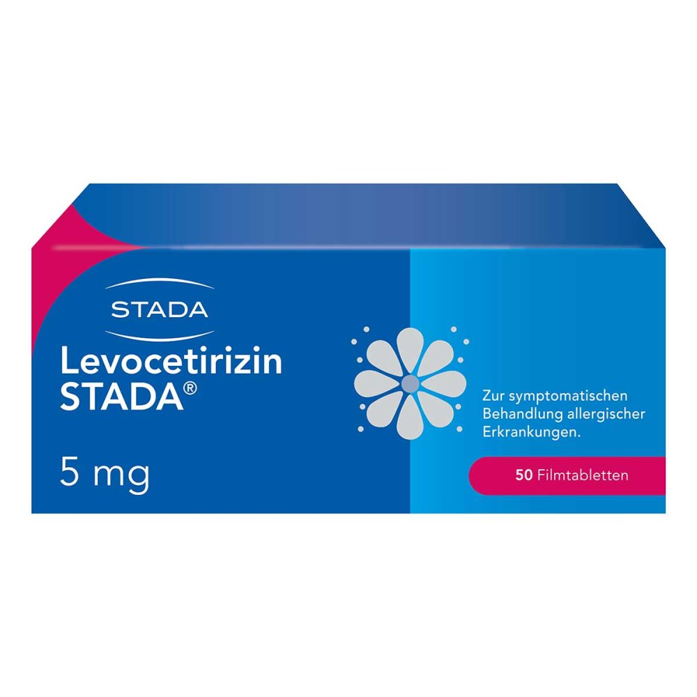 Das Produktfoto zeigt Levocetirizin Stada 5 Mg Filmtabletten (50 stk) PZN 15745639