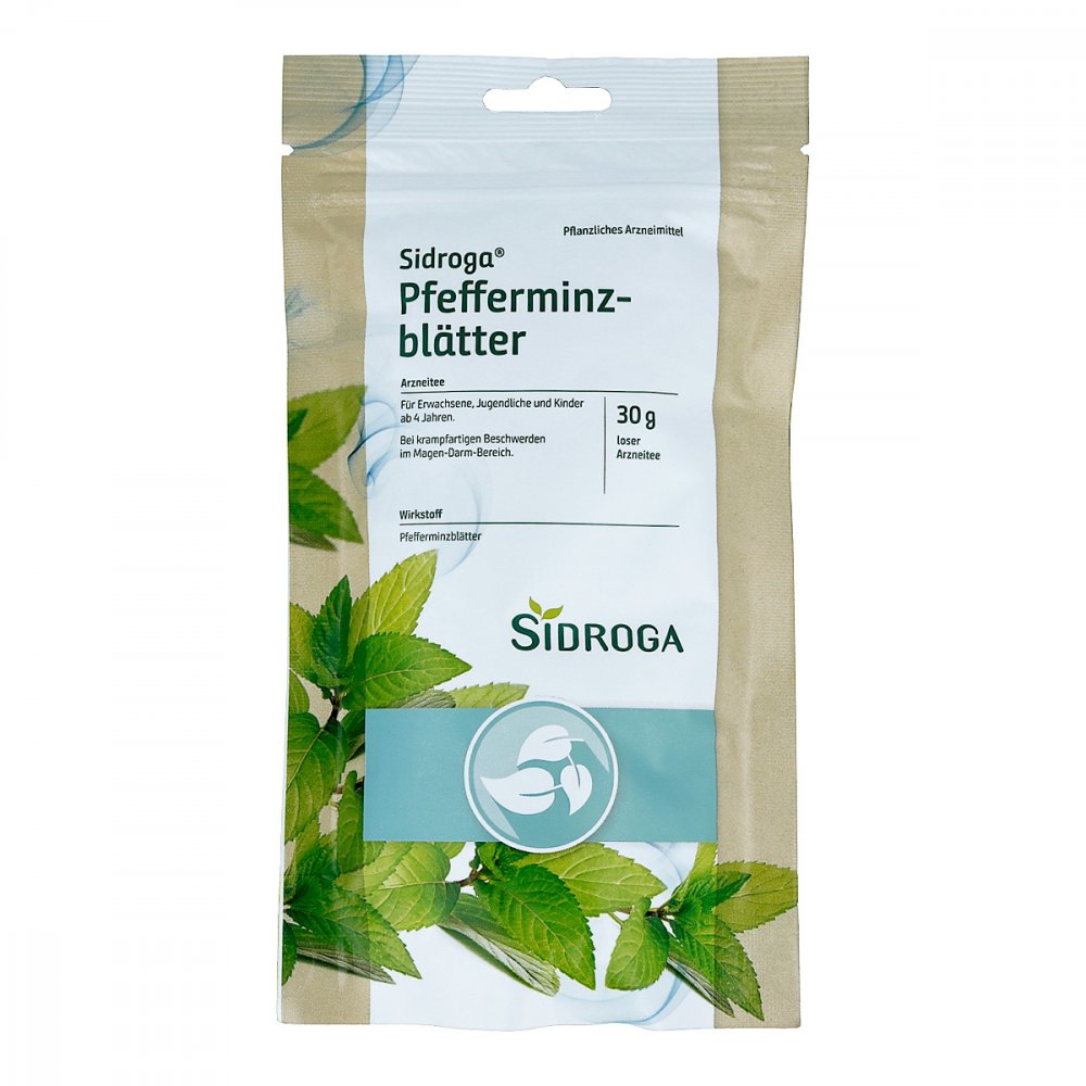 Das Produktfoto zeigt Sidroga Pfefferminzblätter Arzneitee Lose (30 g) PZN 15821122