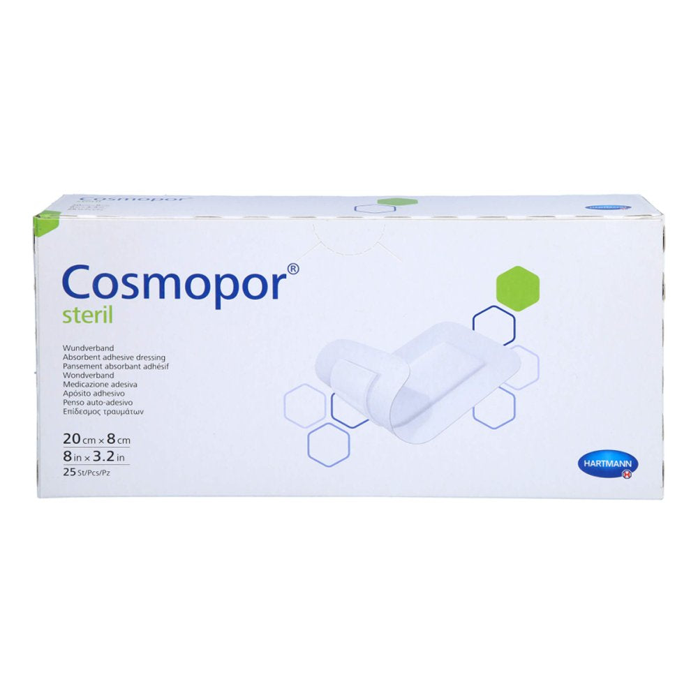 Das Produktfoto zeigt Cosmopor Steril Wundverband 8x20 Cm (25 stk) PZN 15823931
