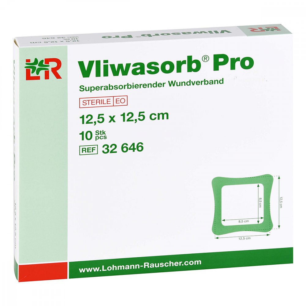 Vliwasorb Pro Superabsorb.Komp.Steril 12,5x12,5 Cm (10 stk)