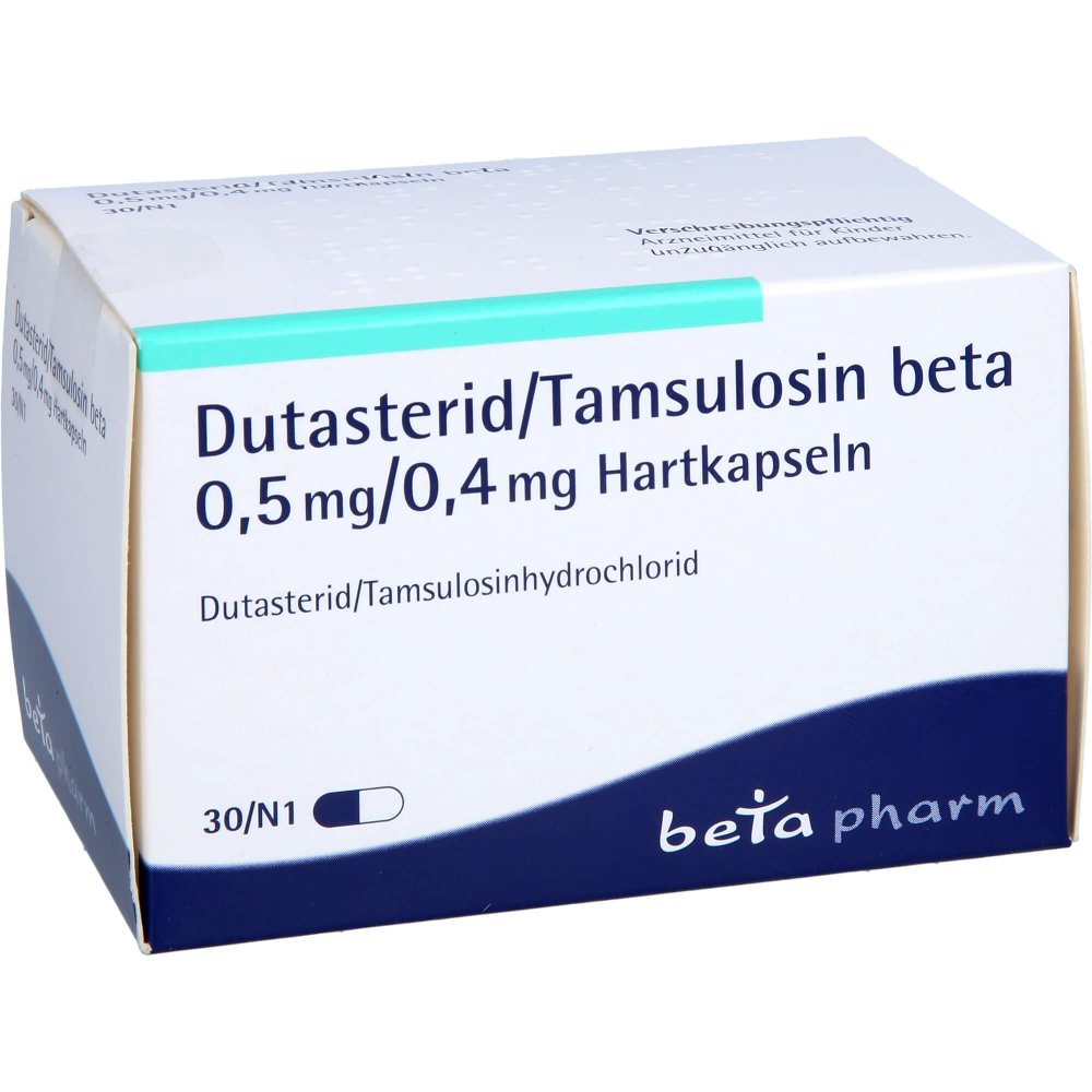 Das Produktfoto zeigt Dutasterid/Tamsulosin Beta 0,5 Mg/0,4 Mg Hartkaps. (30 stk) PZN 16018321