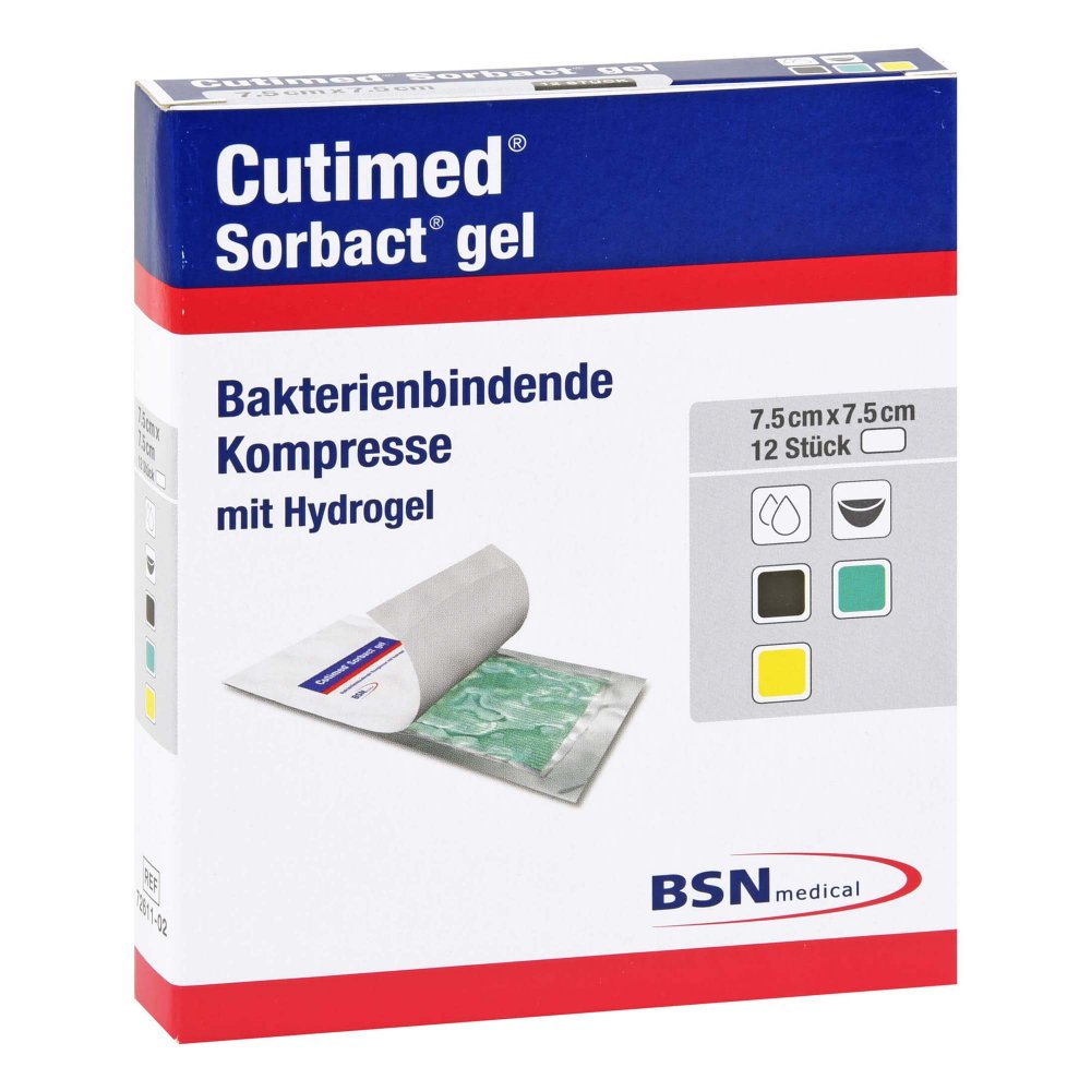 Cutimed Sorbact Gel Kompressen 7,5x7,5 Cm (12 stk)