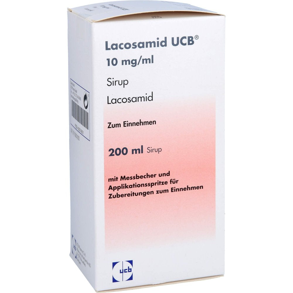 Das Produktfoto zeigt Lacosamid Ucb 10 Mg/Ml Sirup (200 ml) PZN 16031801