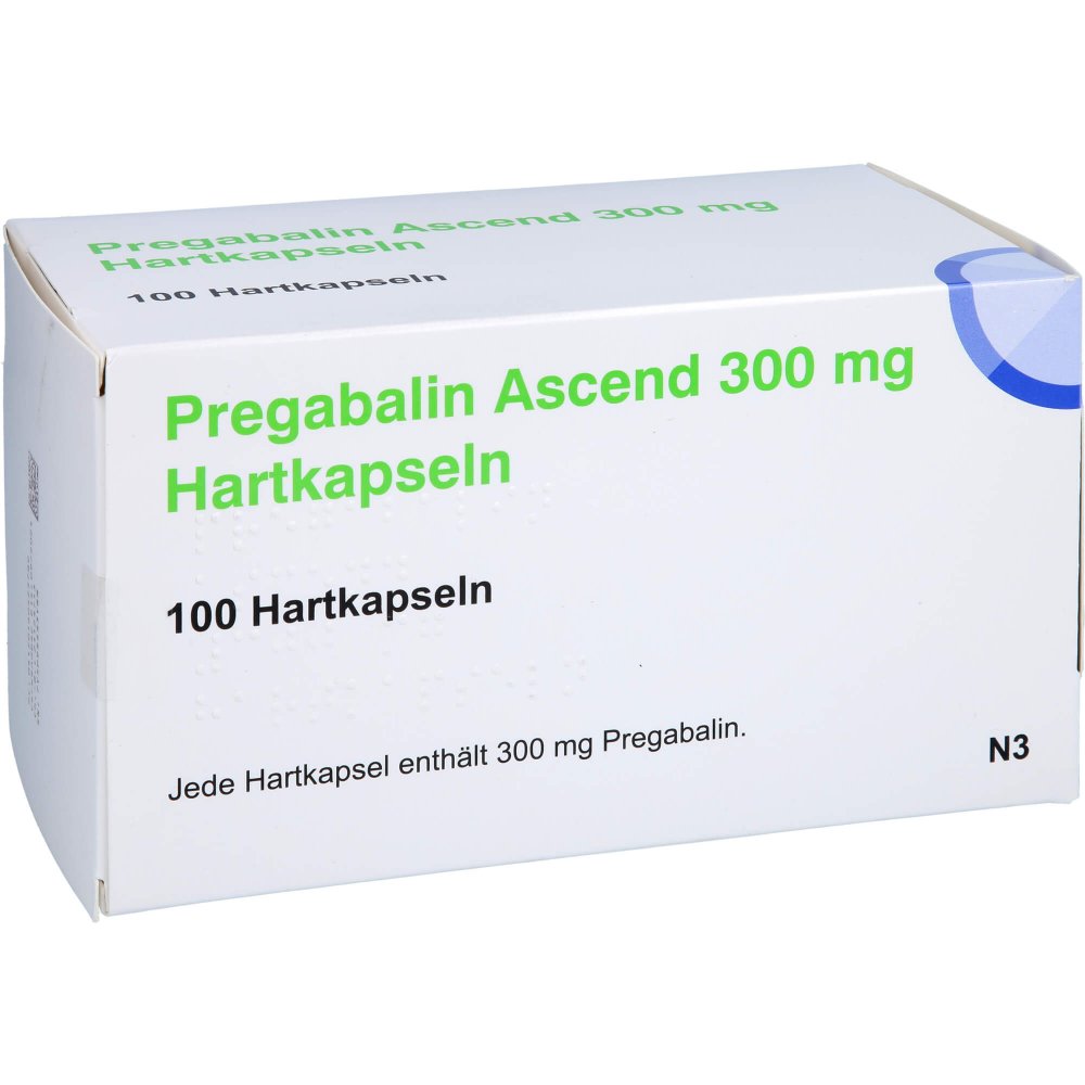 Das Produktfoto zeigt Pregabalin Ascend 300 Mg Hartkapseln (100 stk) PZN 16042578