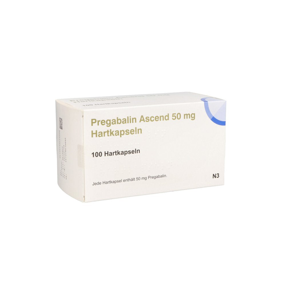 Das Produktfoto zeigt Pregabalin Ascend 50 Mg Hartkapseln (100 stk) PZN 16042609