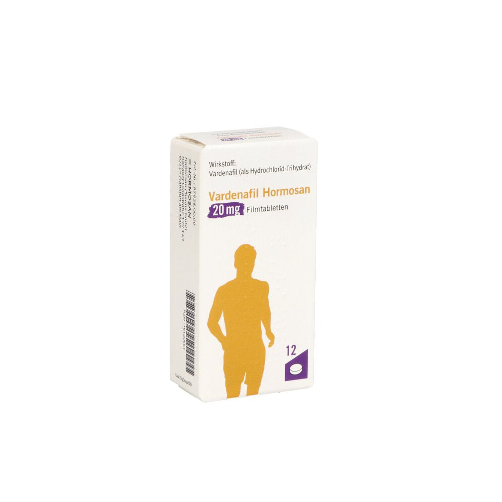 Das Produktfoto zeigt Vardenafil Hormosan 20 Mg Filmtabletten (12 stk) PZN 16120551