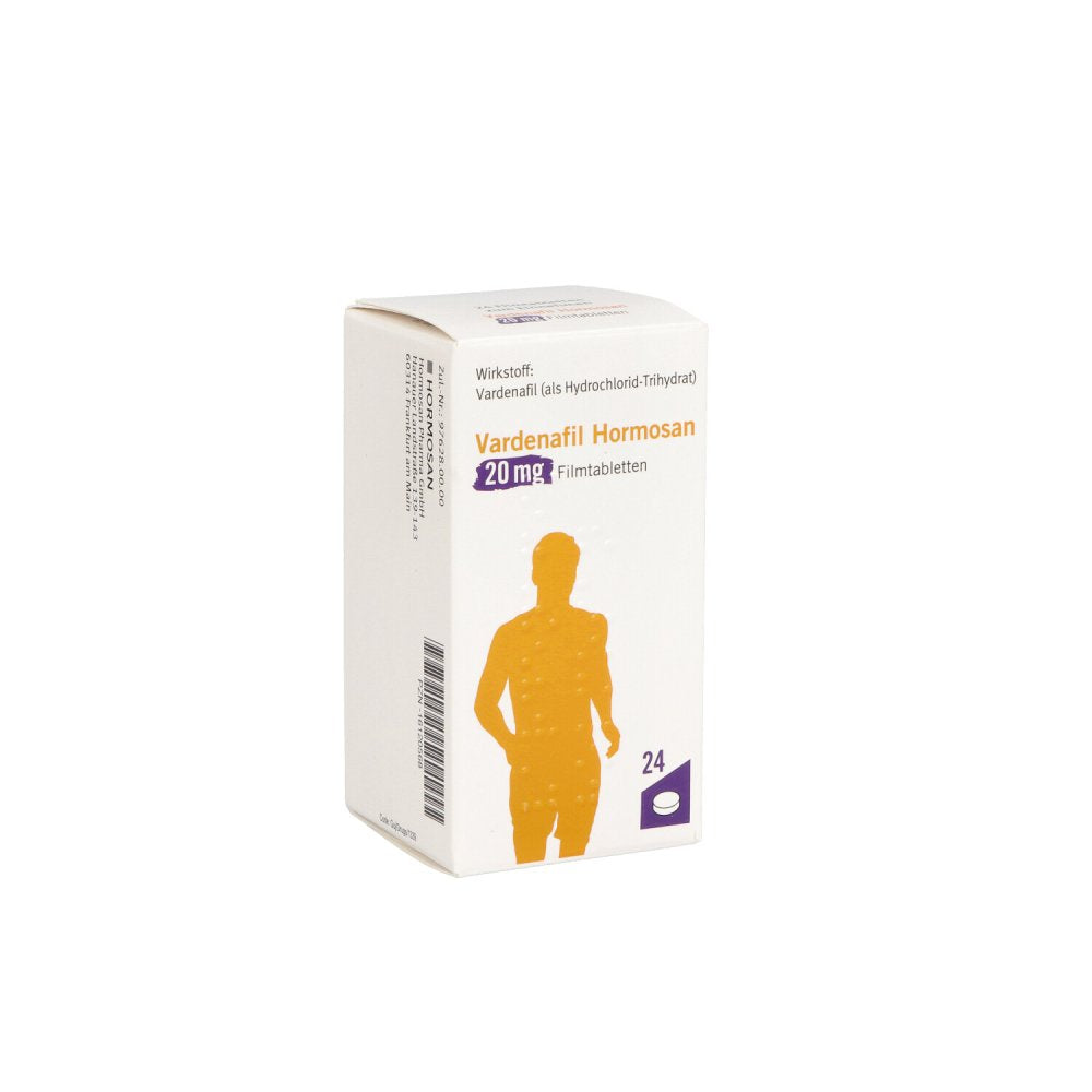 Das Produktfoto zeigt Vardenafil Hormosan 20 Mg Filmtabletten (24 stk) PZN 16120568
