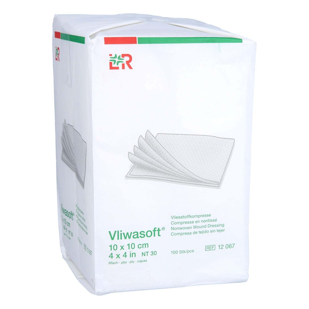 Das Produktfoto zeigt Vliwasoft Vlieskompressen Unsteril 10x10 Cm 6l. (100 stk) PZN 16123756