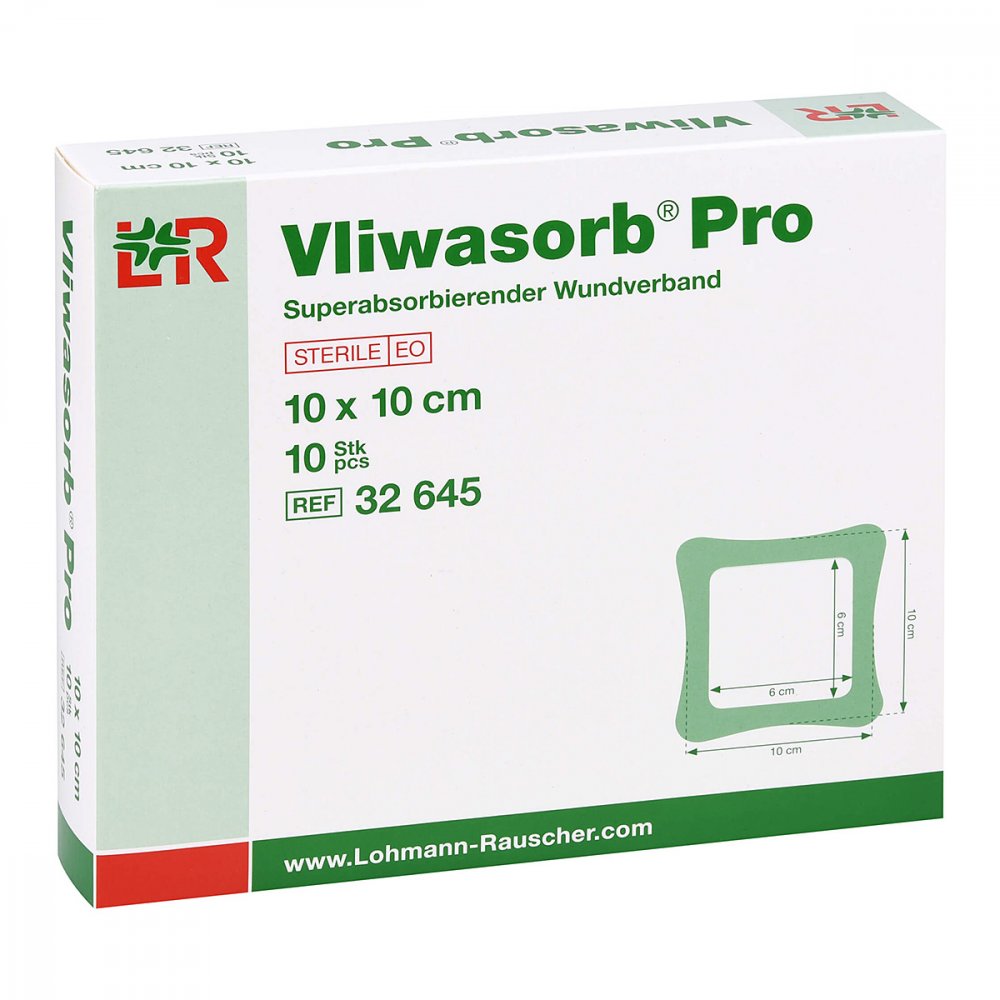 Vliwasorb Pro Superabsorb.Komp.Steril 10x10 Cm (10 stk)