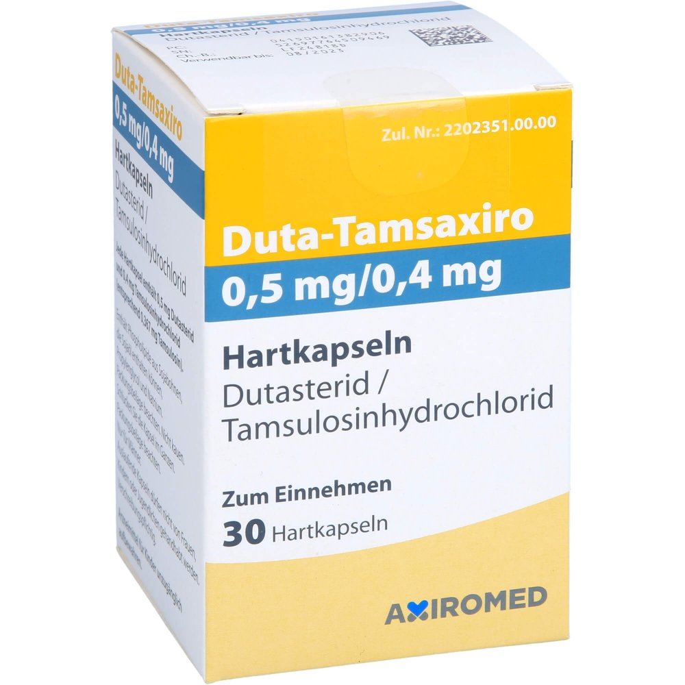 Das Produktfoto zeigt Duta-Tamsaxiro 0,5 Mg/0,4 Mg Hartkapseln (30 stk) PZN 16138290