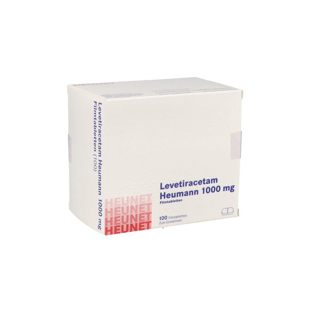Das Produktfoto zeigt Levetiracetam Heumann 1000 Mg Filmtabletten Net (100 stk) PZN 16139177
