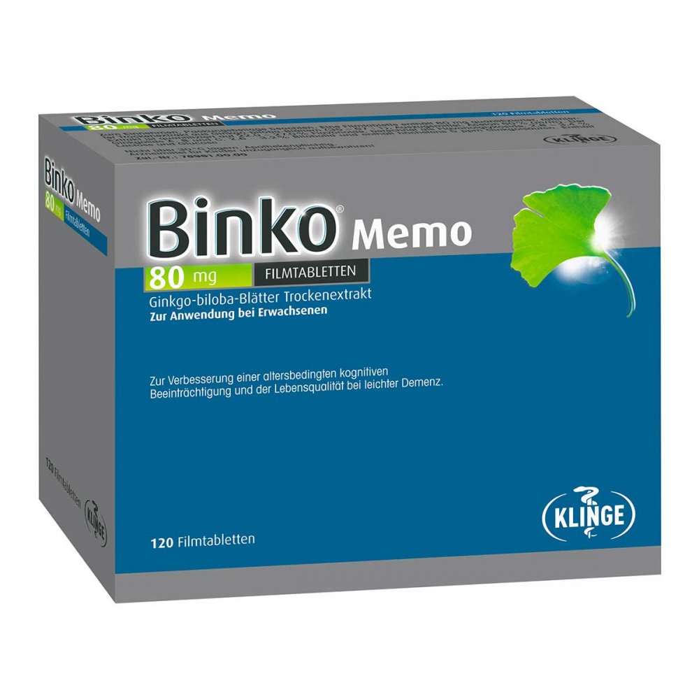 Das Produktfoto zeigt Binko Memo 80 Mg Filmtabletten (120 stk) PZN 16168865