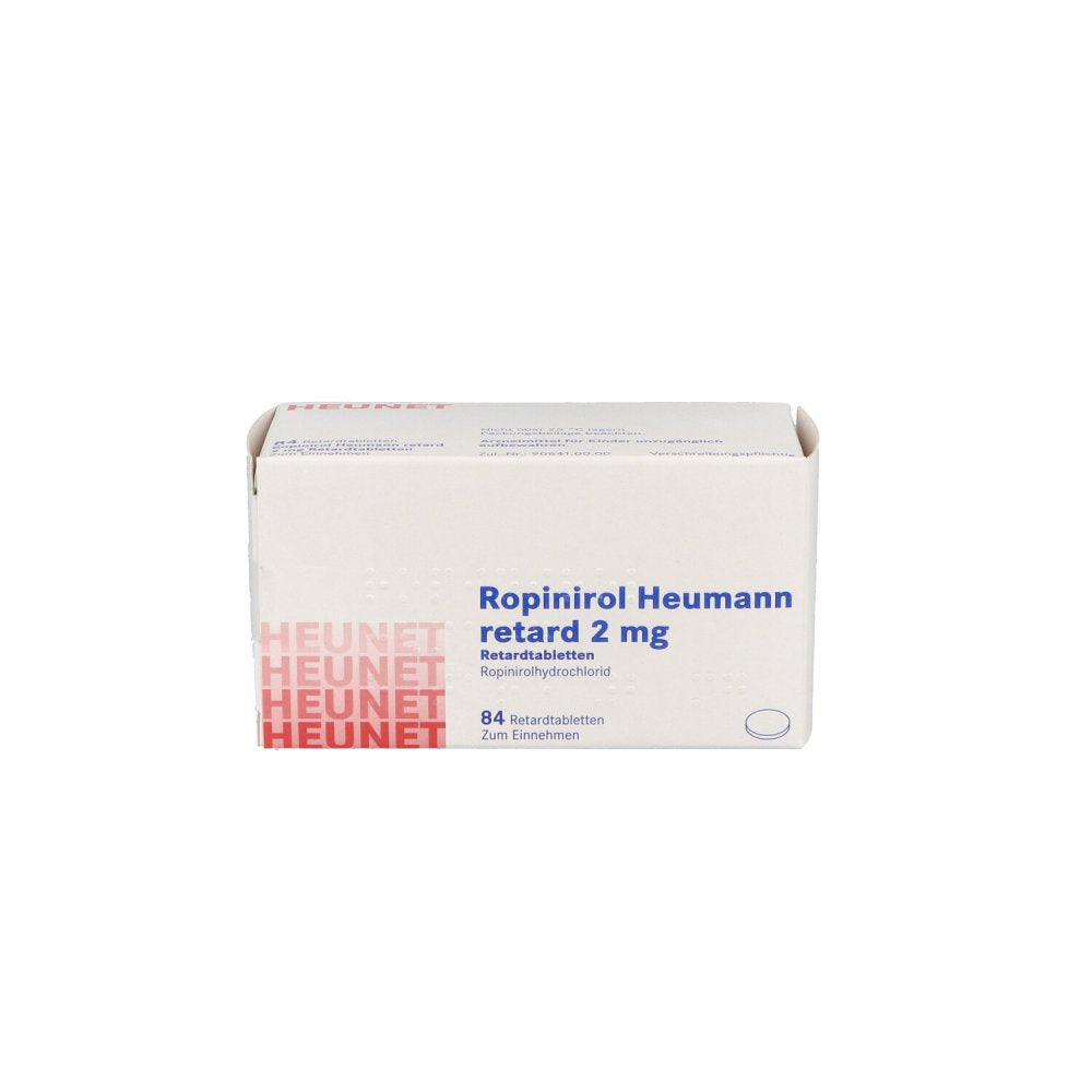 Das Produktfoto zeigt Ropinirol Heumann Retard 2 Mg Retardtabl.Heunet (84 stk) PZN 16198458