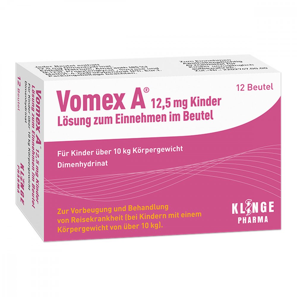 Vomex A 12,5 Mg Kinder Lsg.Z.Einnehmen Im Beutel (12 stk)