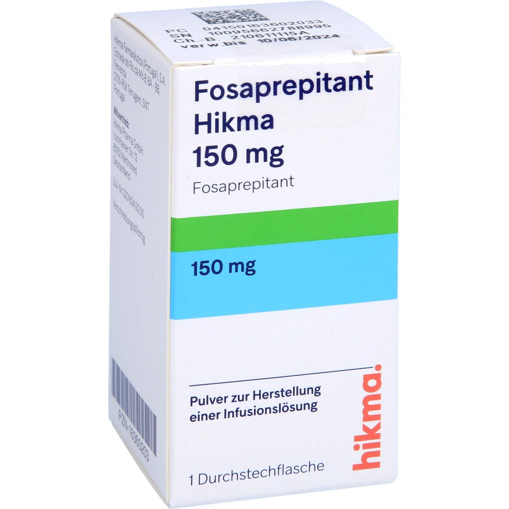 Das Produktfoto zeigt Fosaprepitant Hikma 150 Mg Plv.Z.Herst.E.Inf.-Lsg. (1 stk) PZN 16360203