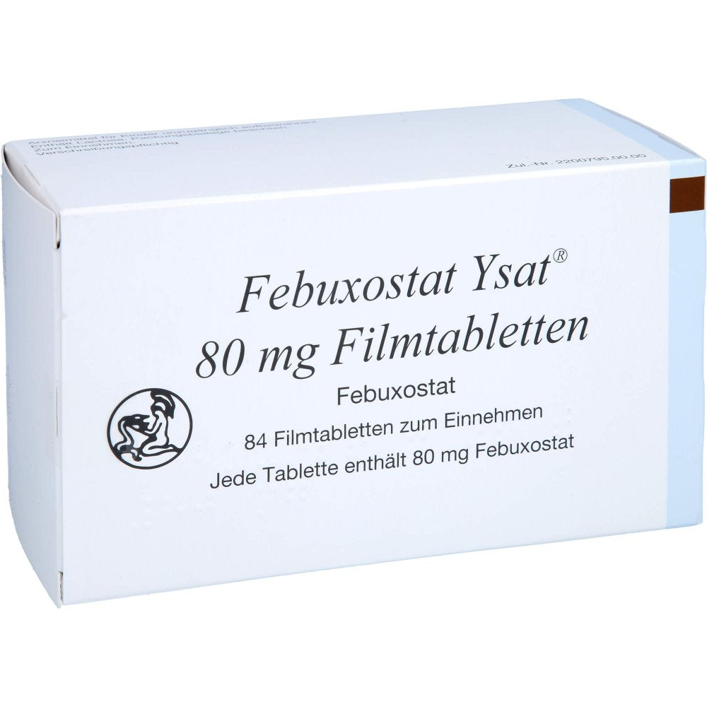 Das Produktfoto zeigt Febuxostat Ysat 80 Mg Filmtabletten (84 stk) PZN 16383115