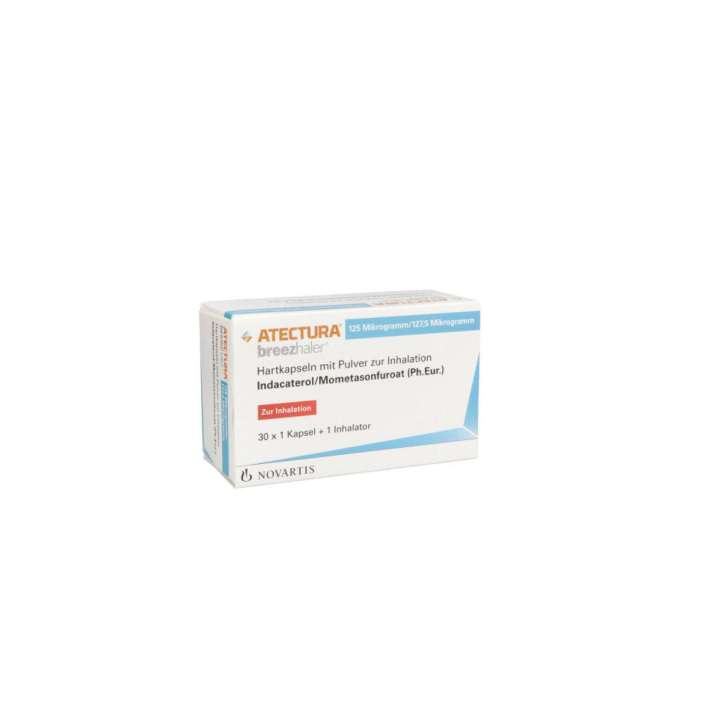 Das Produktfoto zeigt Atectura Breezhaler 125μg/127,5μg Hkp.M.Plv.Z.Inh. (30 stk) PZN 16384913