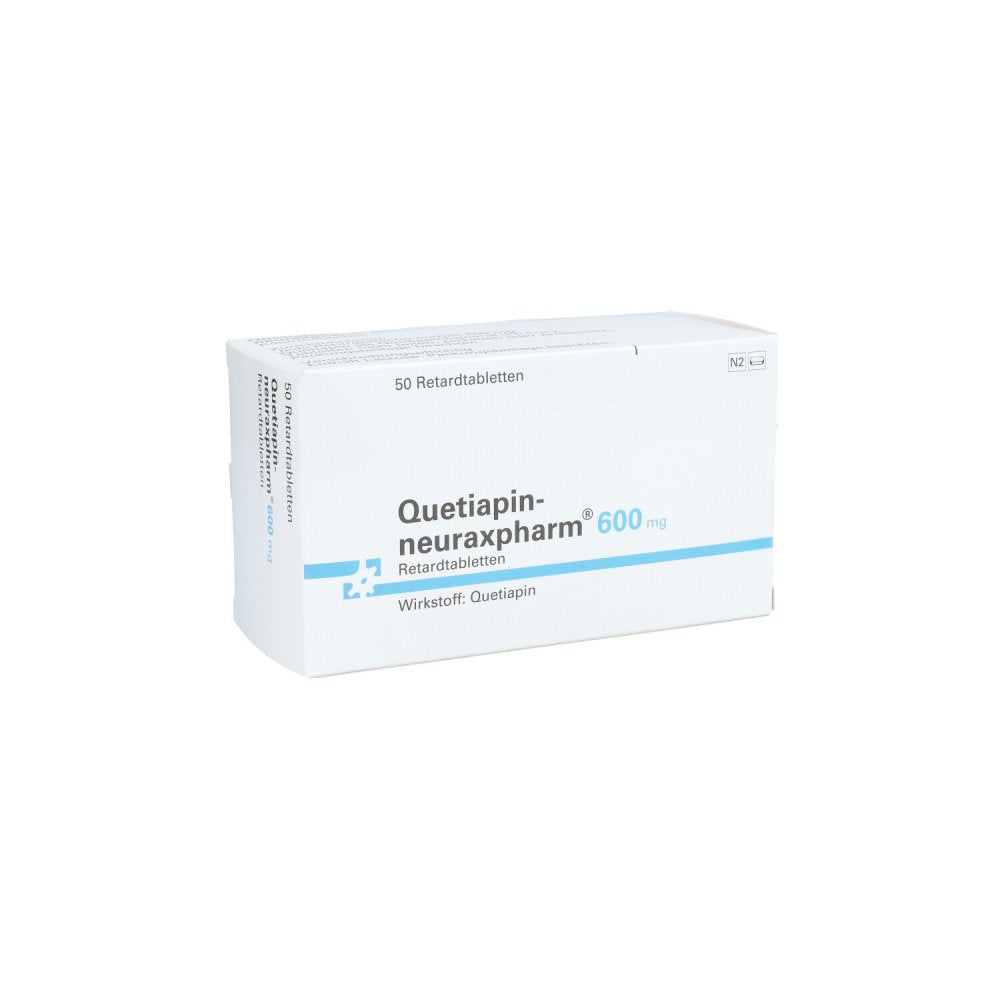 Das Produktfoto zeigt Quetiapin-Neuraxpharm 600 Mg Retardtabletten (50 stk) PZN 16398370