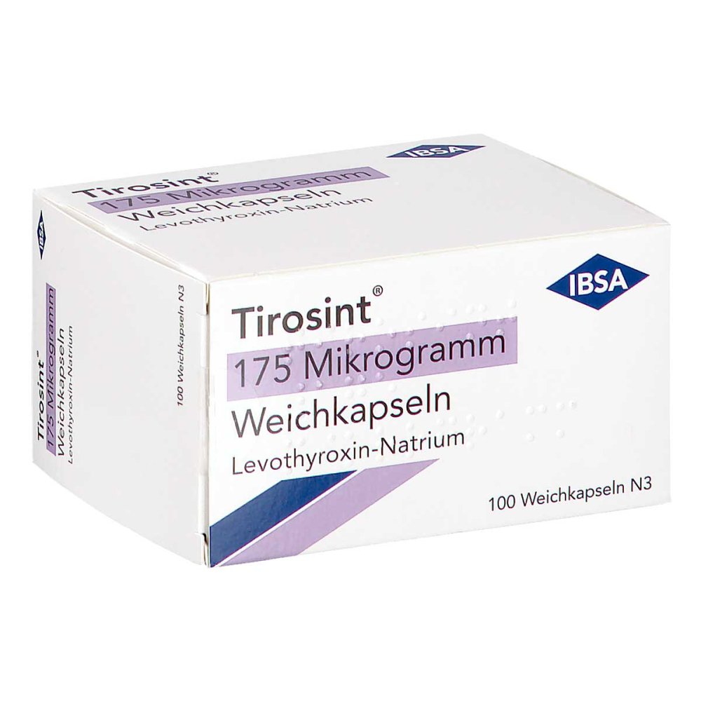 Das Produktfoto zeigt Tirosint 175 Mikrogramm Weichkapseln (100 stk) PZN 16499496