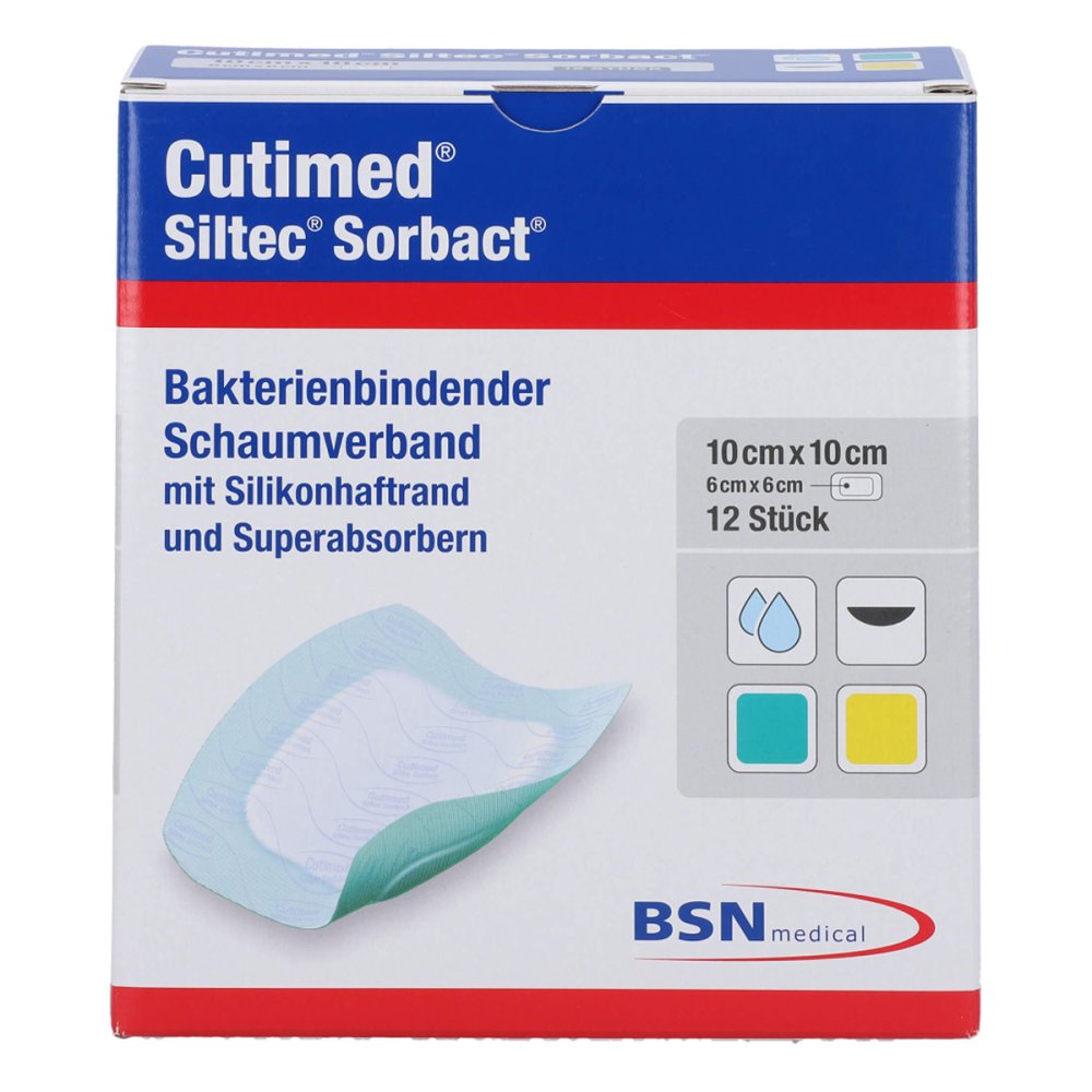 Cutimed Siltec Sorbact Pu-Verb.10x10 Cm (12 stk)