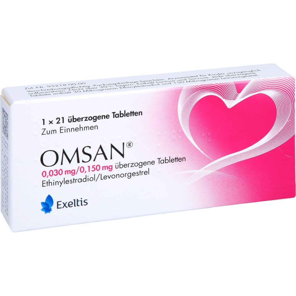 Das Produktfoto zeigt Omsan 0,03 Mg/0,15 Mg Überzogene Tabletten (1X21 stk) PZN 16569216