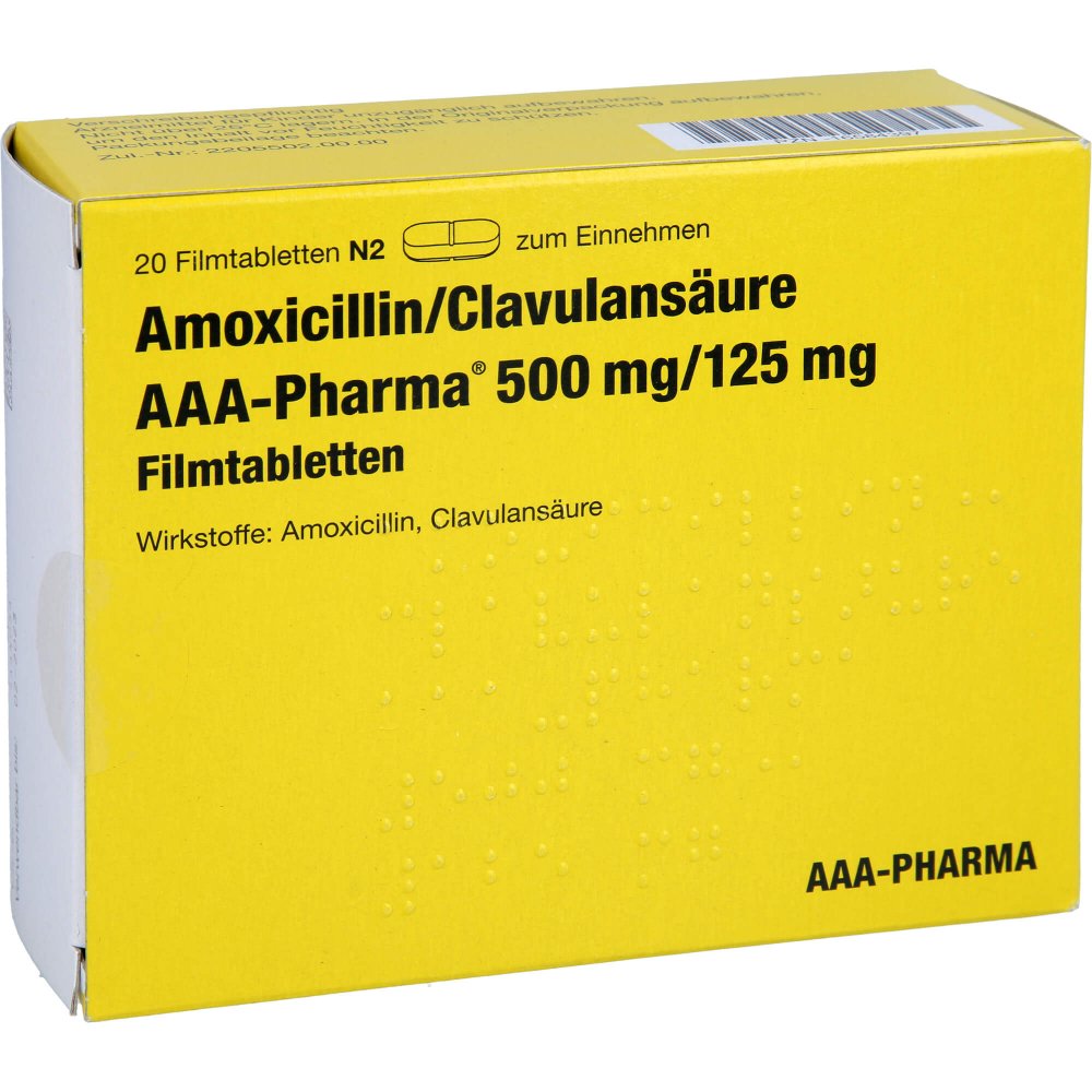 Amoxicillin/Clavulansäure Aaa-Pharma 500 Mg/125 Mg (20 stk)