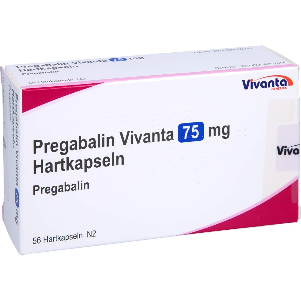 Das Produktfoto zeigt Pregabalin Vivanta 75 Mg Hartkapseln (56 stk) PZN 16663530