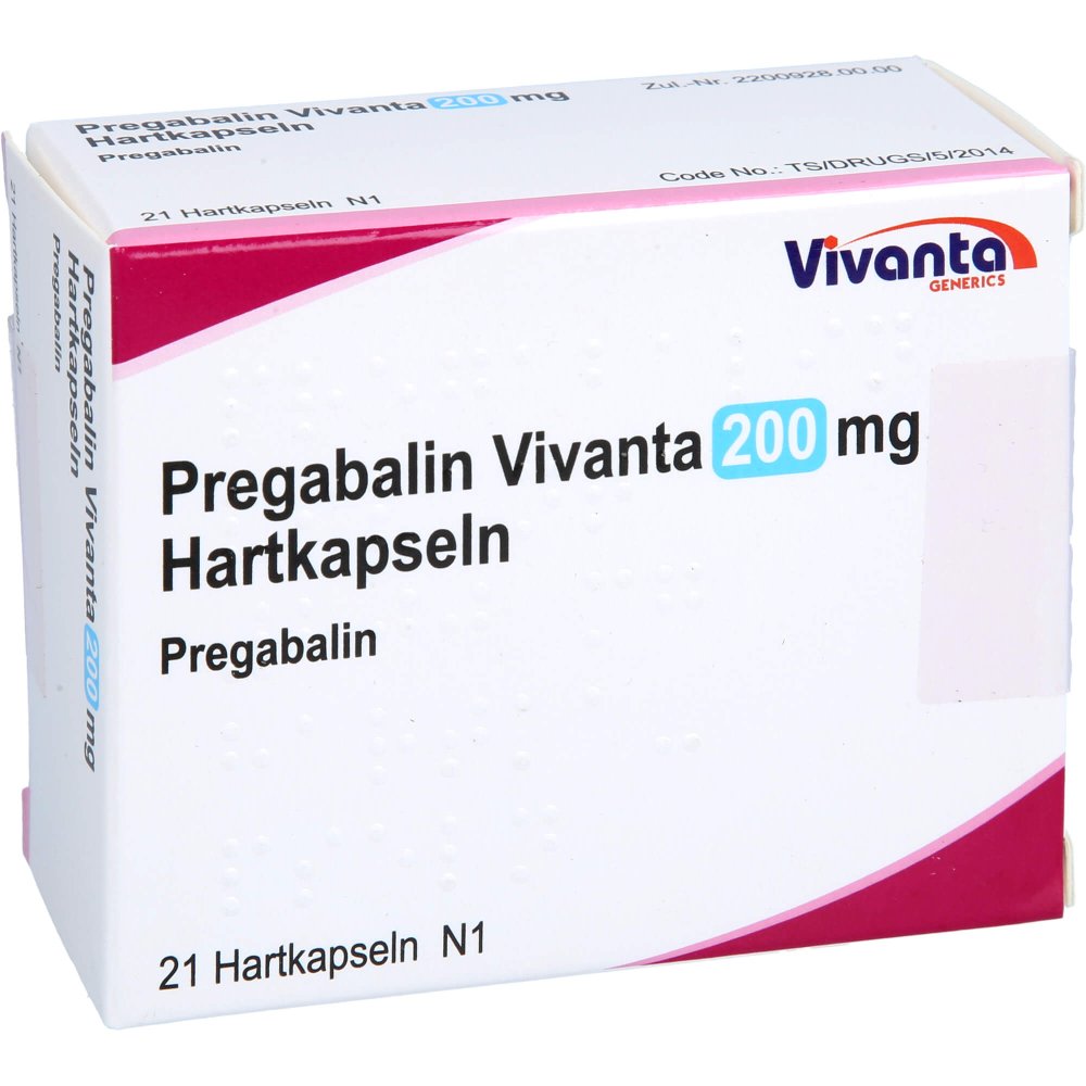 Das Produktfoto zeigt Pregabalin Vivanta 200 Mg Hartkapseln (21 stk) PZN 16663642