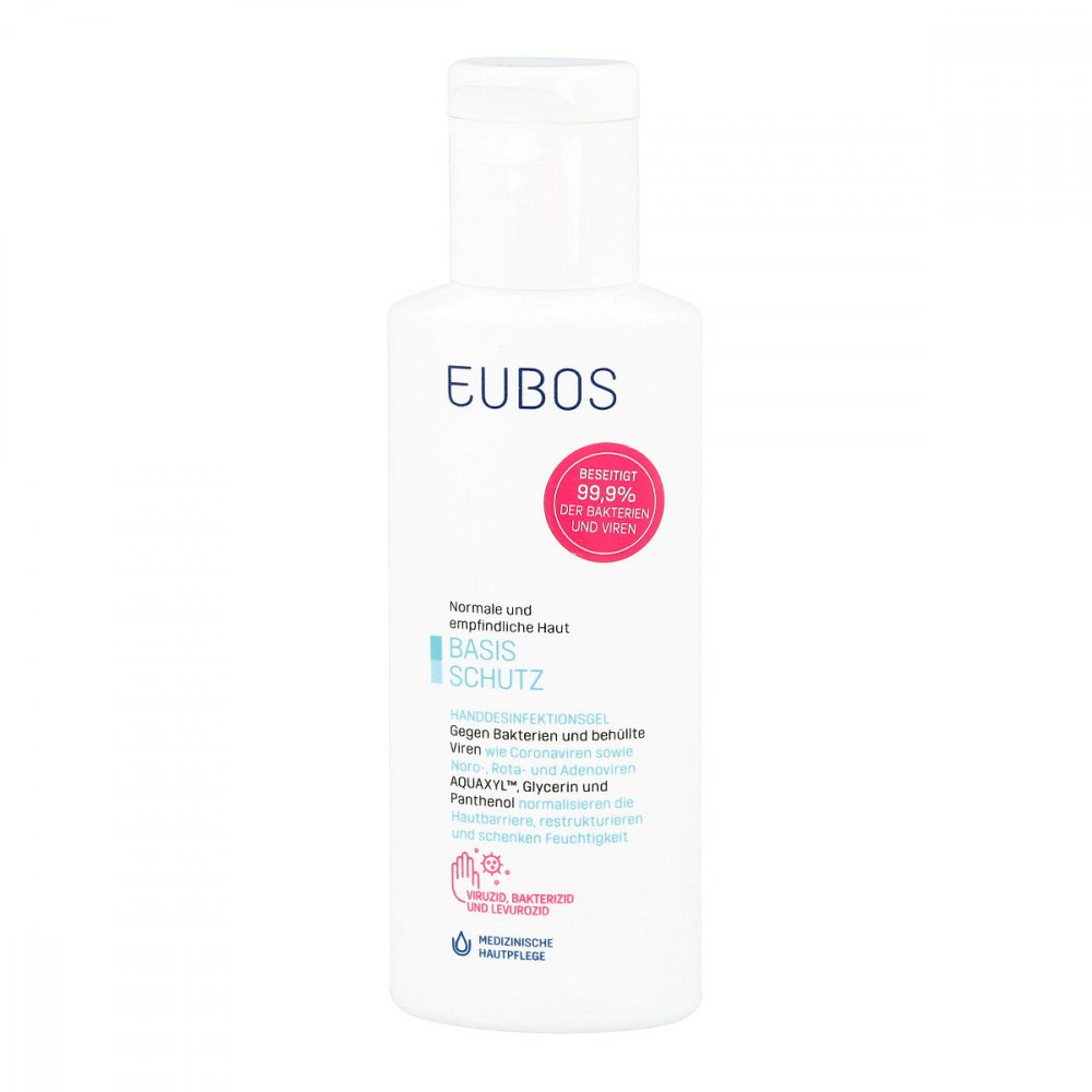 Das Produktfoto zeigt Eubos Basis Schutz Handdesinfektionsgel (100 ml) PZN 16755249