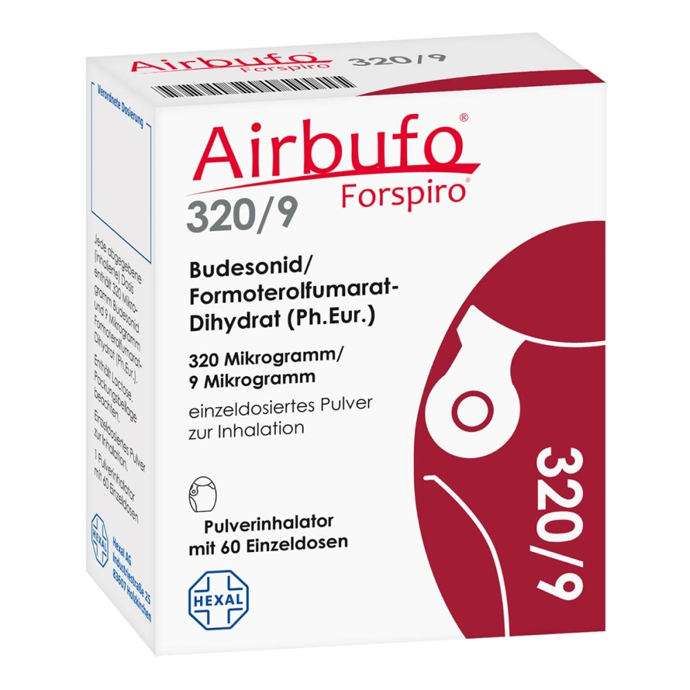 Das Produktfoto zeigt Airbufo Forspiro 320 Μg/9 Μg/Dosis 60 Ed (1 stk) PZN 16756094