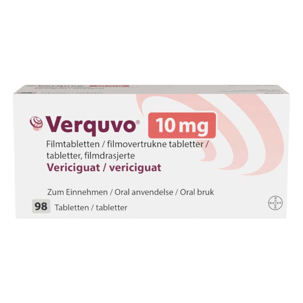 Das Produktfoto zeigt Verquvo 10 Mg Filmtabletten (1X98 stk) PZN 16771975
