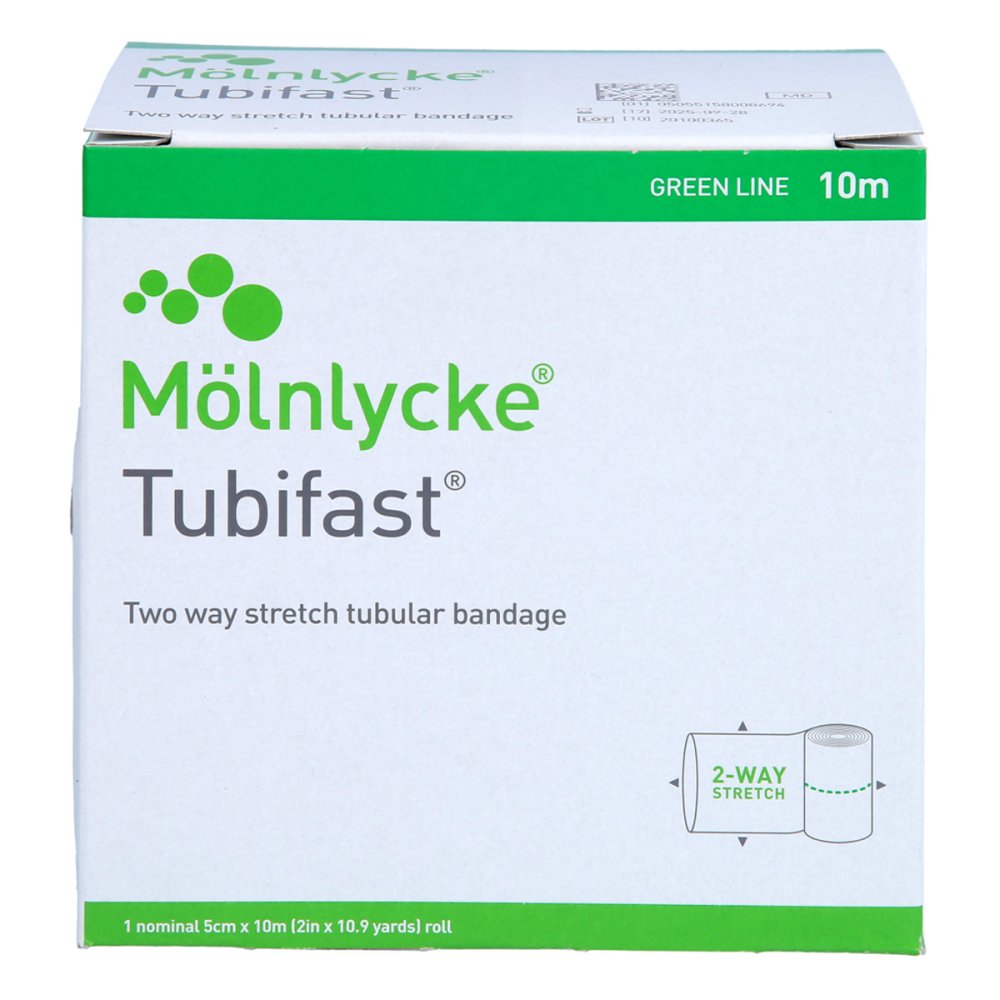 Das Produktfoto zeigt Tubifast 2-Way Stretch 5 Cmx10 M Grün (1 stk) PZN 16812705