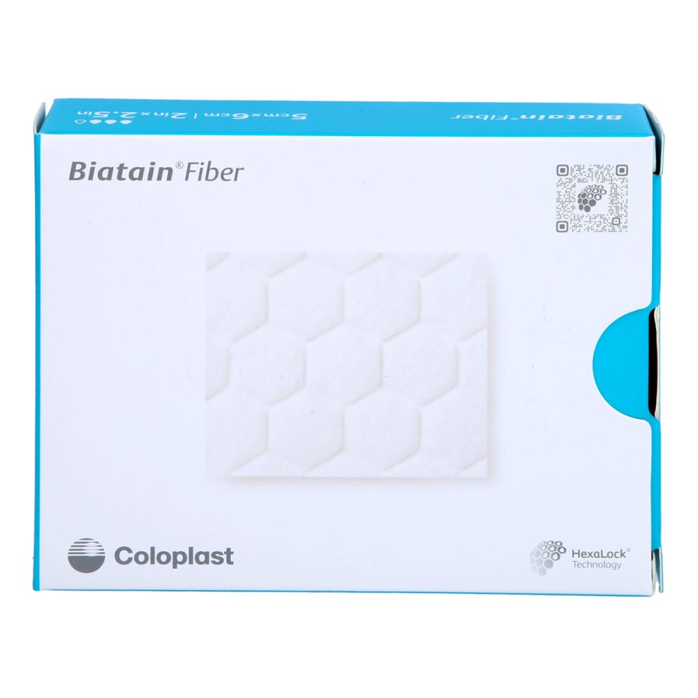 Das Produktfoto zeigt Biatain Fiber 5x6 Cm Faserverband (10 stk) PZN 16822833