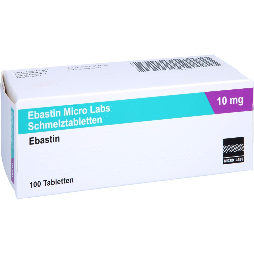 Das Produktfoto zeigt Ebastin Micro Labs 10 Mg Schmelztabletten (100 stk) PZN 16824594