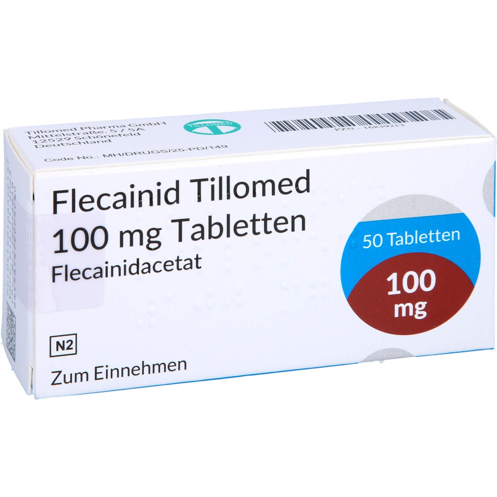 Das Produktfoto zeigt Flecainid Tillomed 100 Mg Tabletten (50 stk) PZN 16839213
