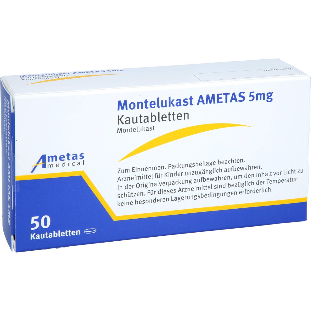 Das Produktfoto zeigt Montelukast Ametas 5 Mg Kautabletten (50 stk) PZN 16867379