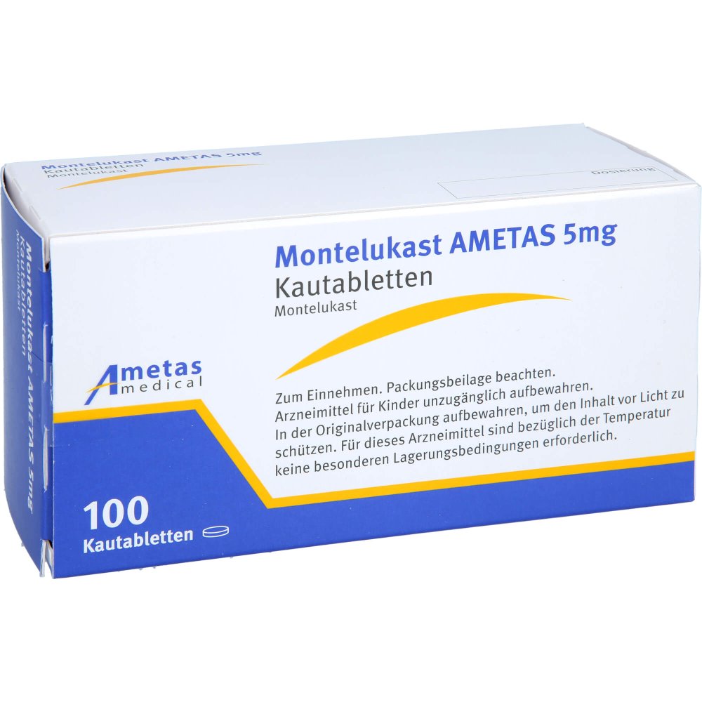 Das Produktfoto zeigt Montelukast Ametas 5 Mg Kautabletten (100 stk) PZN 16867385