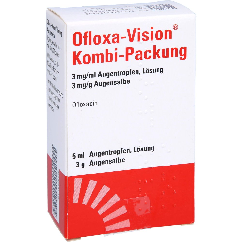 Das Produktfoto zeigt Ofloxa-Vision Kombi-Pack.3 Mg/Ml Atr + 3 Mg/G Aus (1 Pck) PZN 16895938