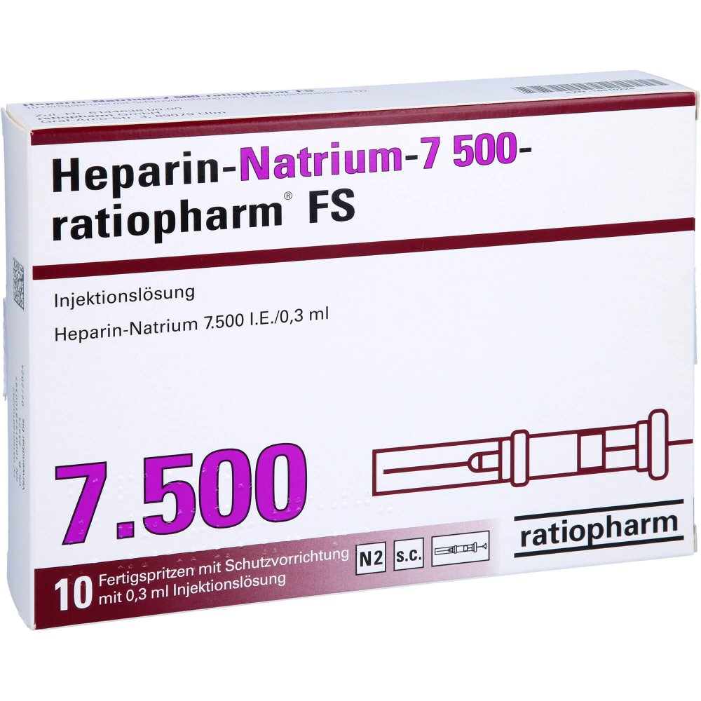 Heparin-Natrium-7.500-Ratiopharm Inj.-L.F.-Sp.M.Sd (10 stk)