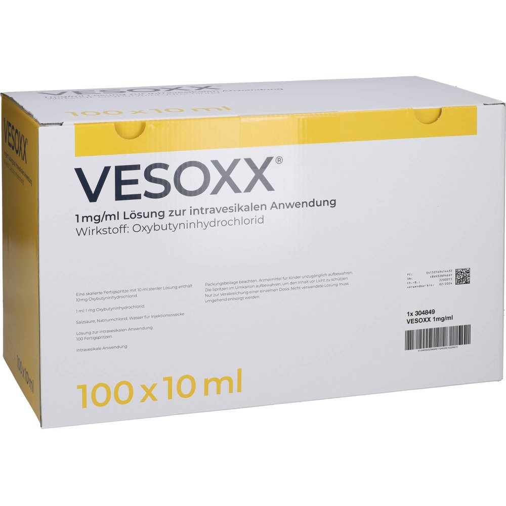 Vesoxx 1 Mg/Ml Lsg.Z.Intravesikalen Anw.Fertigspr. (100X10 ml)