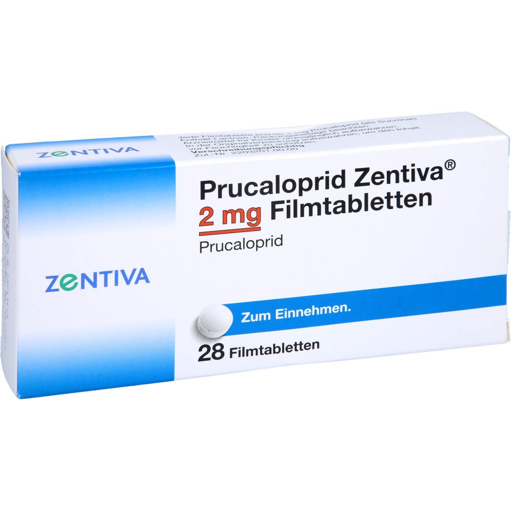 Das Produktfoto zeigt Prucaloprid Zentiva 2 Mg Filmtabletten (28 stk) PZN 16942454
