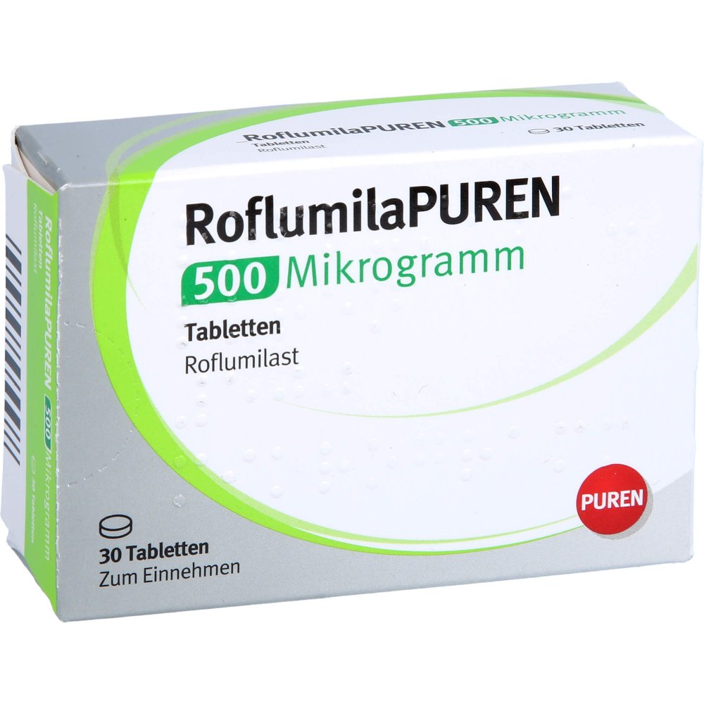 Das Produktfoto zeigt Roflumilapuren 500 Mikrogramm Tabletten (30 stk) PZN 16943092