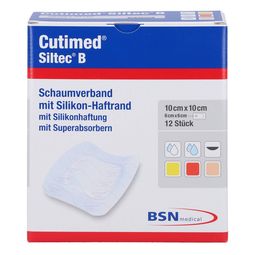 Cutimed Siltec B Schaumverb.10x10 Cm M.Haftr. (12 stk)