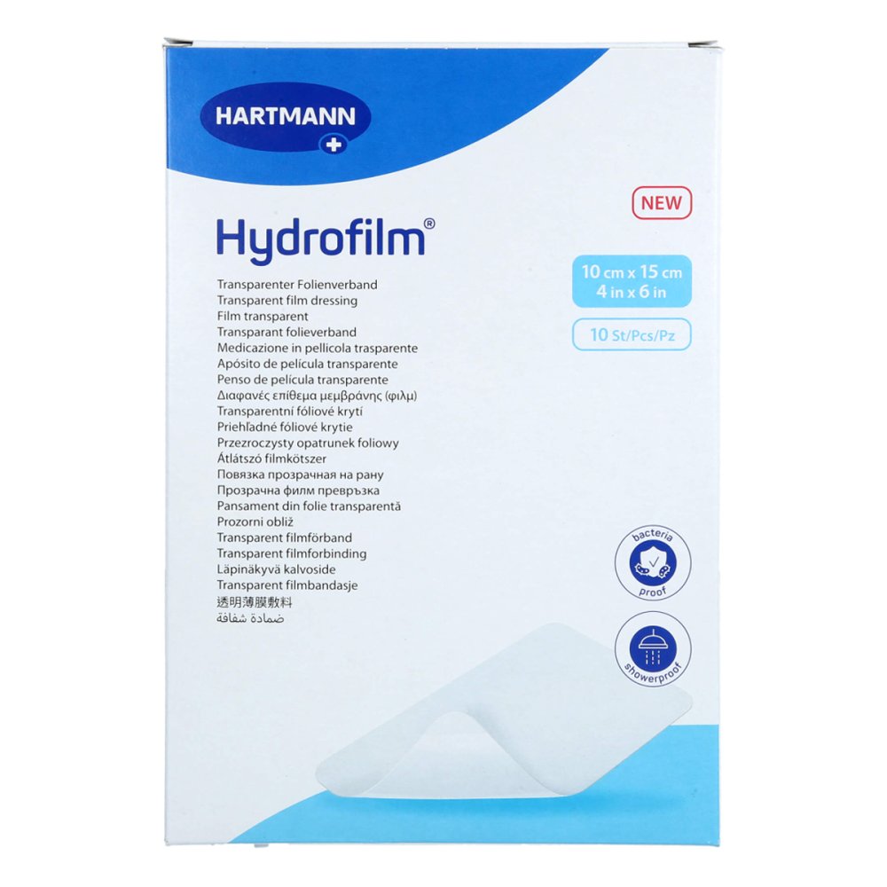 Das Produktfoto zeigt Hydrofilm Transparenter Folienverband 10x15 Cm (10 stk) PZN 17206071