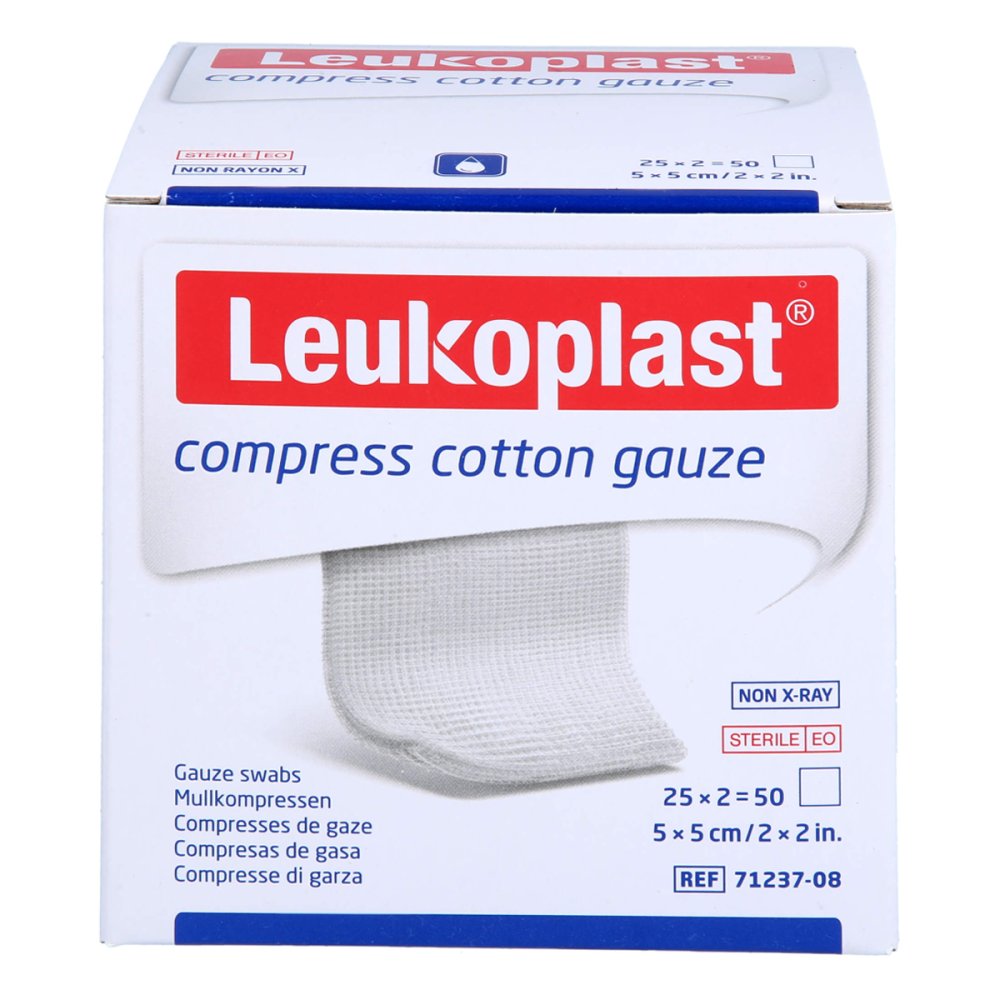 Leukoplast Compress Cotton Gauze 5x5cm Steril 12f (25X2 stk)