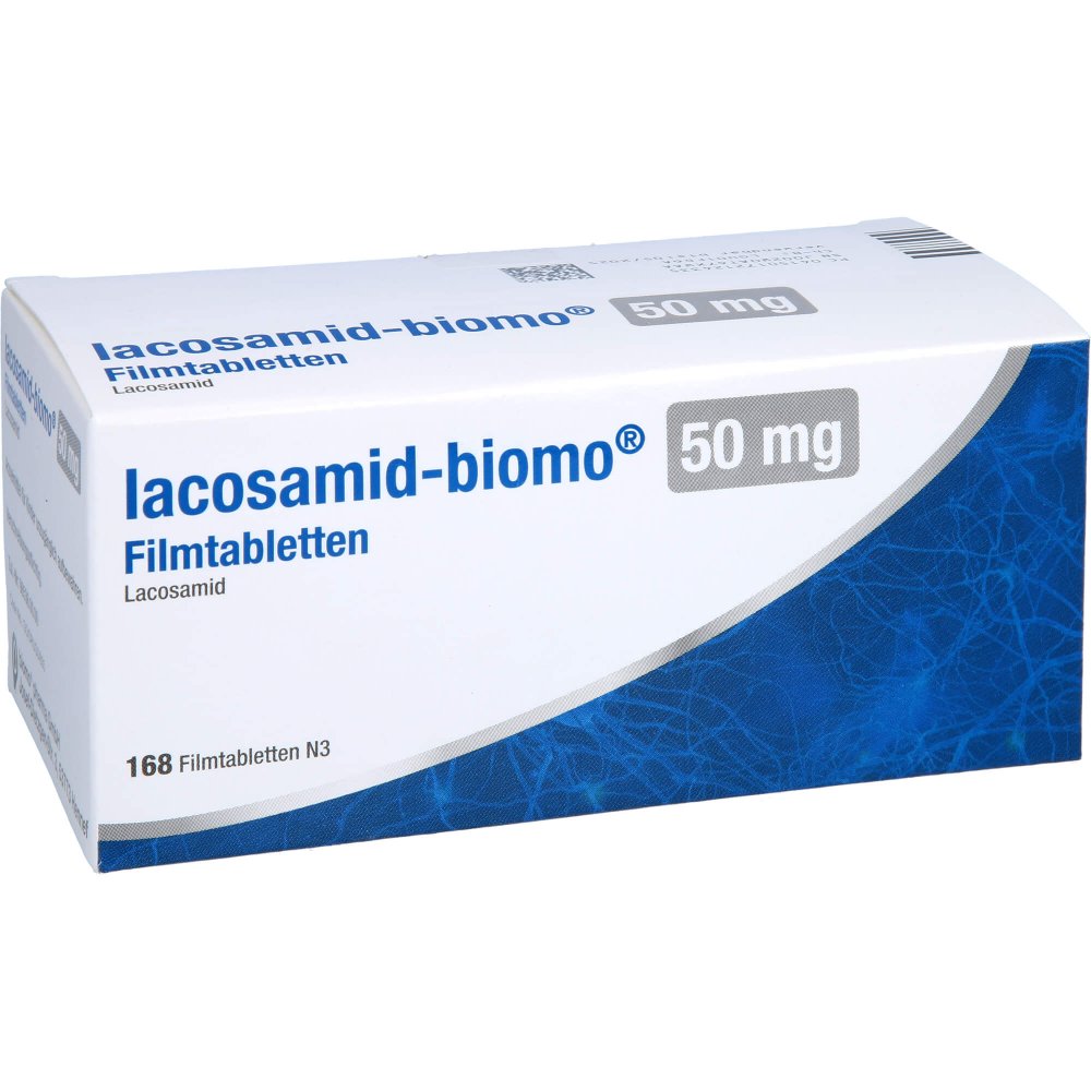 Das Produktfoto zeigt Lacosamid-Biomo 50 Mg Filmtabletten (168 stk) PZN 17212433