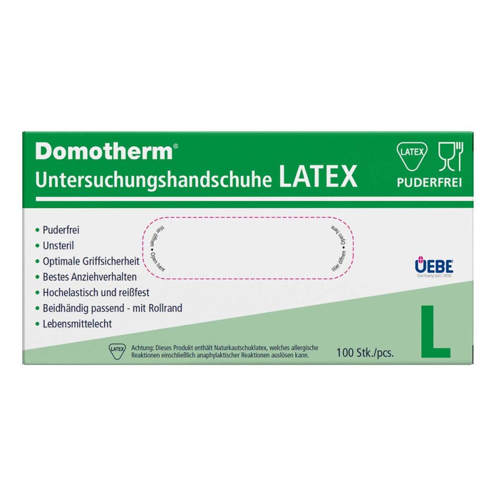 Domotherm Unt.Handschuhe Latex Unsteril Pf L Weiß (100 stk)