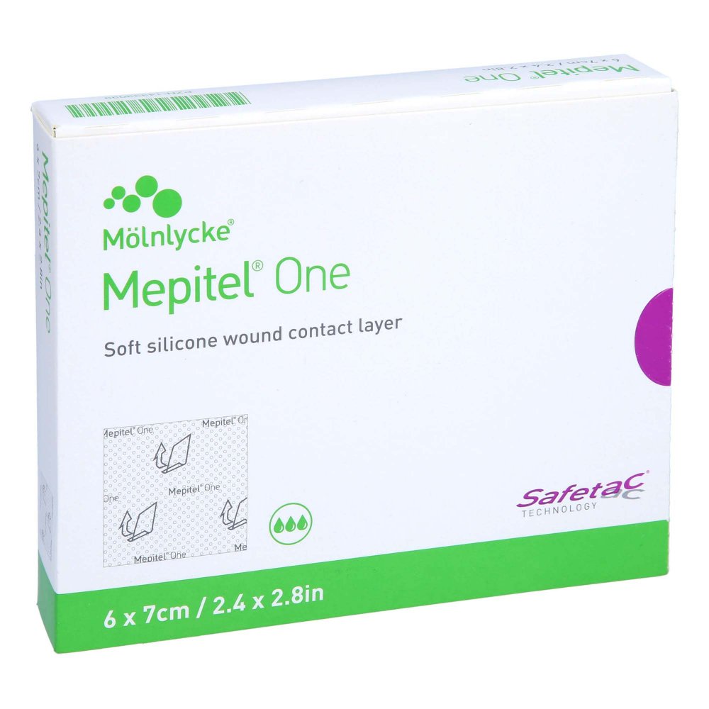Das Produktfoto zeigt Mepitel One 6x7 Cm Silikon Netzverband (5 stk) PZN 17252912